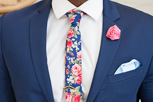 Gentleman's Essentials Premium Handmade Flower Lapel Pin Boutonniere - color: Baby Blue [Rose Bud]