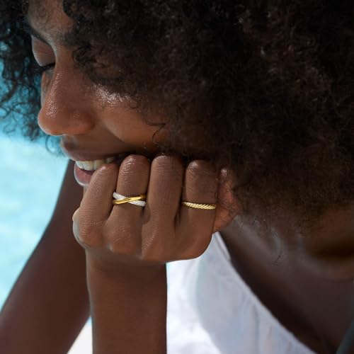 STORYJEWELLERY Gold Plated Rings for Women, Thumb Rings for Women, Chunky Ring, Gold Plated Wedding Bands, Twist Ring