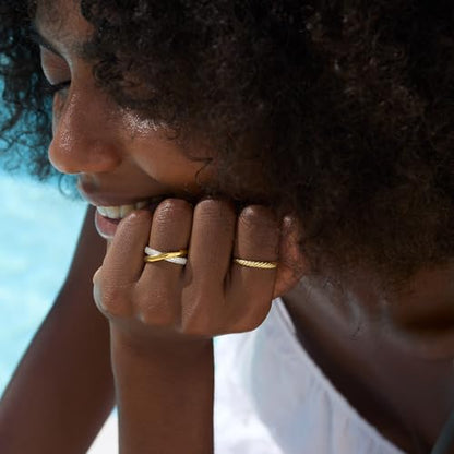 STORYJEWELLERY Gold Plated Rings for Women, Thumb Rings for Women, Chunky Ring, Gold Plated Wedding Bands, Twist Ring