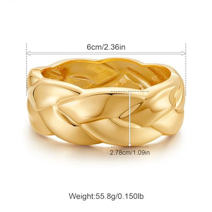 YBMYCM Chunky Gold Cuff Bangle Bracelets for Women Wide Gold Bangle Hammered Open Wrist Cuff Bracelets Wrap Bracelet - style: B-Gold