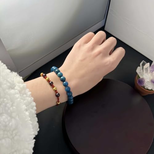 Amethyst Bracelet for Women Men, Elegant Handmade Natural Gem Stone Round Beaded Stretch Elastic Adjustable Healing Bracelets 8mm Gifts - color: AL-0211, size: Medium