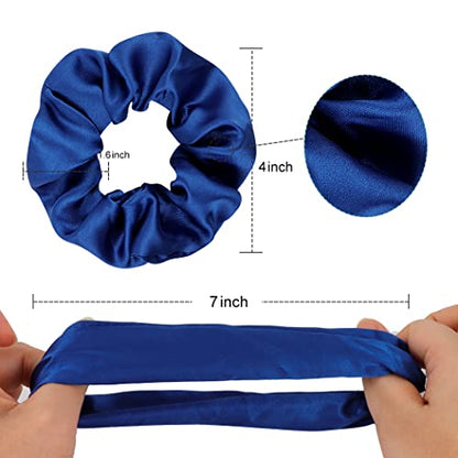 16 Pacs Satin Scrunchies Bridesmaid Proposal Gifts Hair Ties Scrunchies for Women Girls Bachelorette Party Favors(Royal blue) - color: royal blue