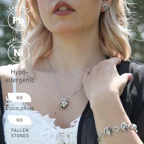 Leafael Gift Necklaces for Women, Infinity Love Birthstone Heart Crystal Pendant, Birthday Anniversary Jewelry for Wife, Mom, and Her, Silver Plated, 18" + 2" Adjustable Chain - color: 13c-Protection-Crystal Black