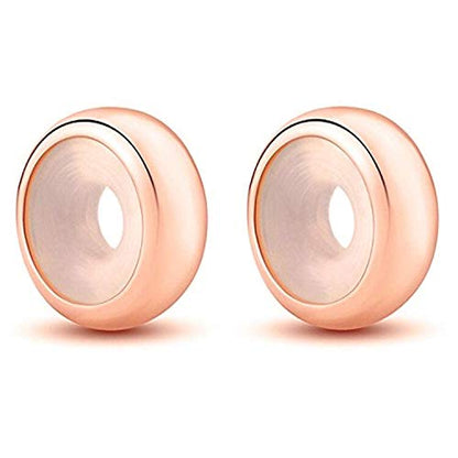 Clip Stopper Charms Sterling Silver Rondelle Spacer Bead Charm Stopper Charm for Pandora Charm Bracelets - color: Rose Gold-Plated ( 2 pcs)