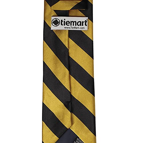 tiemart Men's Striped Tie Standard Length - color: Black and Gold