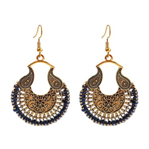 Silver/Gold Boho Dangle Statement Earrings for Women Trendy,Handmade Vintage Dainty Cute Long Drop Summer Earrings,fashion Accessories Jewelry Gifts - color: A14 Round Hoop Bronze