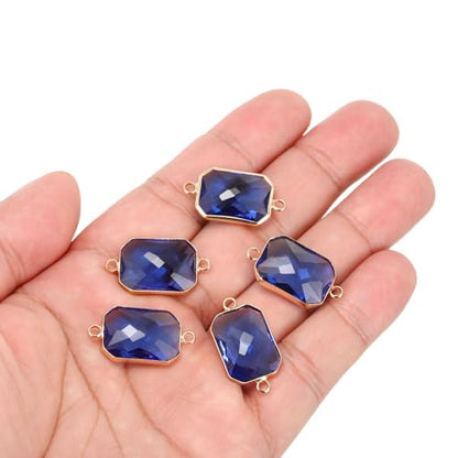 PATIKIL Birthstone Connector Link, Diamond Clear Charm Links, Glass Jewelry Findings Crystal Bead Link for Drop Dangle Pendants Necklace Bracelet Earring - color: Dark Blue