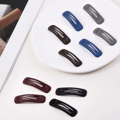 20 PCS Small Rectangle Hair Barrettes For Women Non Slips Snap Clips For Thin Fine Hair,Matte Black Dark Red Blue Brown Gray,1.97 x 0.55Inch - color: Matte Black Dark Red Blue Brown Gray