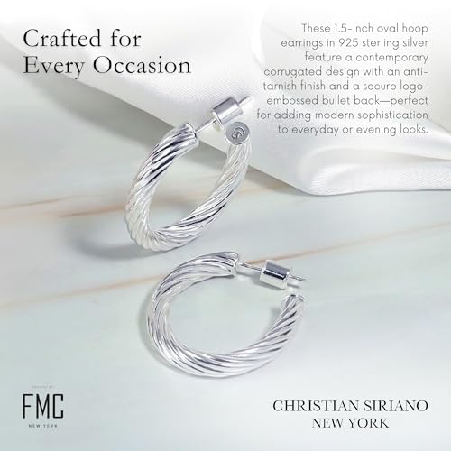 18K Gold Plated Sterling Silver Earrings for Women – Pure & Polished, Twist, Square, Hinged Tube, Abstract & Heart Shape Hoops – Lightweight, Hypoallergenic, Non-Tarnish Jewelry (Sizes: 3x35mm-46x30mm) - color: Silver, size: Twist Hoop (4x25x30mm)