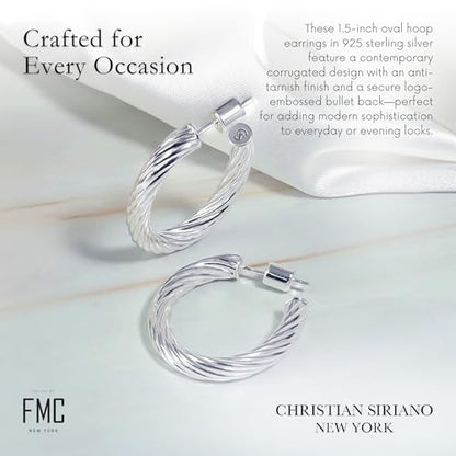 18K Gold Plated Sterling Silver Earrings for Women – Pure & Polished, Twist, Square, Hinged Tube, Abstract & Heart Shape Hoops – Lightweight, Hypoallergenic, Non-Tarnish Jewelry (Sizes: 3x35mm-46x30mm) - color: Silver, size: Twist Hoop (4x25x30mm)