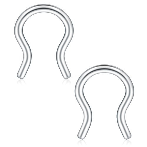 SCERRING 316L Surgical Steel U-Shaped Nose Ring Septum Piercing Hanger Retainer 16g,14g,12g - style: 12PCS - 12G Style 2#