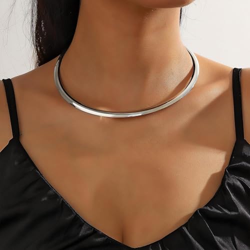 Collar Necklace for Woman Trendy Silver Choker Necklaces for Woman Statement Open Round Collar Choker Necklace - style: Style 6