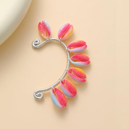 Wellike Gold Ear Cuffs For Women Non Piercing Single Clip On Earrings 18k Gold/Silver Plated Handmade Cuff Earrings Hypoallergenic Waterdrop Cowrie Shell Jewelry - color: KKWE581-S