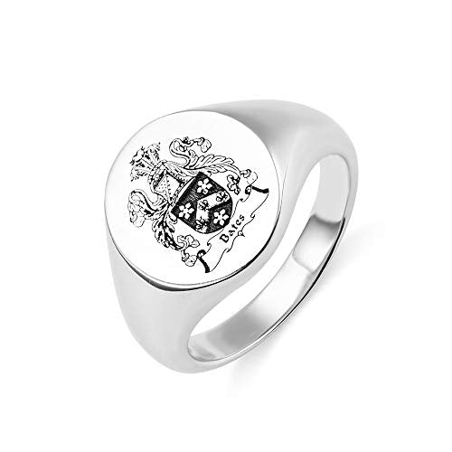 callie Custom Signet Ring - Engraved Text & Photo, Personalized Family Crest Coat Of Arms Rings, 925 Sterling Silver/Brass | Father's Day Jewelry Gifts for Men & Women - color: Round