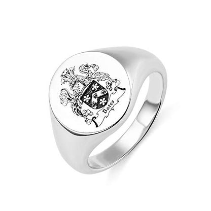 callie Custom Signet Ring - Engraved Text & Photo, Personalized Family Crest Coat Of Arms Rings, 925 Sterling Silver/Brass | Father's Day Jewelry Gifts for Men & Women - color: Round