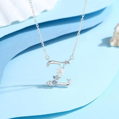 VIKI LYNN Initial Necklace for Women 925 Sterling Silver Initial A to Z Letter Pendant Necklace with Blue Flower Cubic Zirconia Birthday Engagement Gift for Women,Mom, Couple - style: Letter Z