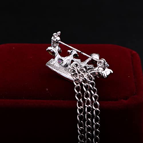 Collar Chain Pin for Men and Women - Hanging Tassel Brooch Lapel Pin for Business Suits - Bar Pin With Long Chain - Gifts - color: H: crown silver