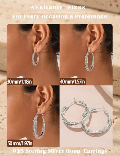 Gold Hoop Earrings for Women Hypoallergenic Lightweight Twisted Hoops Earrings Trendy Chunky Large Big Mobius Gold Earrings 30/40/50MM - color: 50MM Sillver
