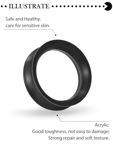10G-50mm Thin Black Silicone Ear Gauges Tunnels Rubber Ear Plugs Gauges Double Flared Flexible Tunnel Earrings for Women Men - color: 25mm = 1 inch