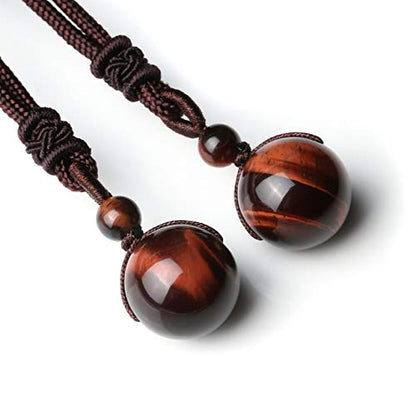 Jovivi Healing Crystals Necklace Natural Tiger Eye Amethyst Lucky Blessing Protection Chakra Beads Stone Pendant for Women Men Adjustable - color: Red Tiger Eye