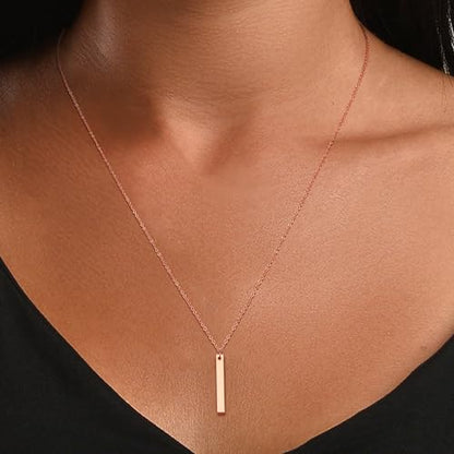 Bar Stylish Minimalist Design Pendant Necklaces for Women Bar Necklace Adjustable - color: rose gold tone