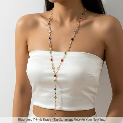 Colorful Y2K Body Chain Belt for Women Boho Adjustable 31.5 in | Colorful boho design brings festival, beach and summer vibes, 31.5 inch adjustable chain fits most women comfortably