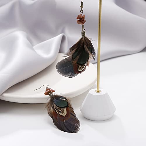 RUOFFETA Long Feather Earrings for Women, Boho Bohemian Earrings Multicolor Tassel Handmade Feather Earrings for Women Dangling - style: Style E