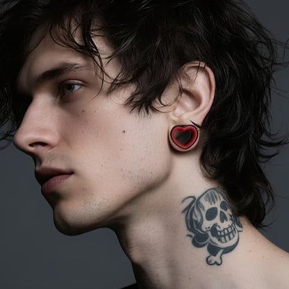 DOEARKO 6PCS Heart Shape Ear Tunnels Plugs Stainless Steel Hollow Double Flared Ear Gauges Tunnels Stretcher Body Piercing Earring Jewelry for Women Men 8mm-19mm - color: 3P-BH, size: 8 mm