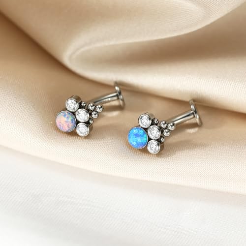 G23 Titanium Belly Jewelry 14G Flat Bottom Floating Belly Button Rings Curved Belly Barbell Navel Ring Belly Piercing 8/10/12/14mm Navel Rings Belly Piercings Jewelry for Women - color: Style3:Silver+Purple Opal/Clear CZ