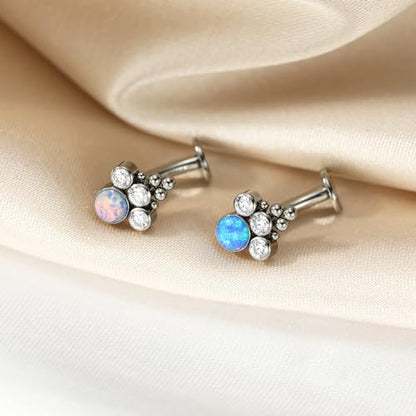 G23 Titanium Belly Jewelry 14G Flat Bottom Floating Belly Button Rings Curved Belly Barbell Navel Ring Belly Piercing 8/10/12/14mm Navel Rings Belly Piercings Jewelry for Women - color: Style3:Silver+Purple Opal/Clear CZ