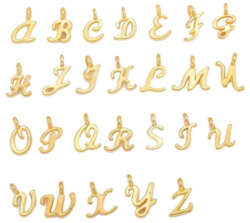 Alphabet Letter Charms,Mini A-Z Alphabet Charm Pendant Bead for DIY Personalized Jewelry Making Findings(4 sets/104pcs) - color: Golden