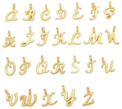 Alphabet Letter Charms,Mini A-Z Alphabet Charm Pendant Bead for DIY Personalized Jewelry Making Findings(4 sets/104pcs) - color: Golden