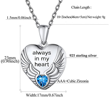 FindChic Locket Necklace for Women Custom Photo Memorial Gifts 4 Colors | Silver/Black/Rose Gold/Gold Plated Personalized for Loved Ones, Birthday Valentine's Day Keepsake - style: 05. Birthstone Style 2-Silver