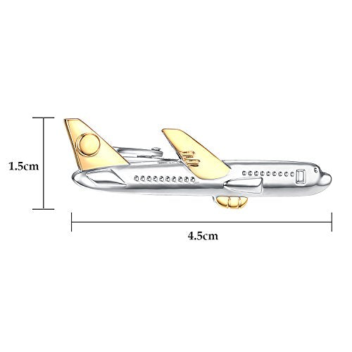 Yoursfs Cool Airplane Tie Clips For Men Personalized Skinny Stainless Steel Aircraft Tie Clasp For Mens Accessories Jewelry Gift - style: Airplane