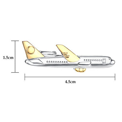 Yoursfs Cool Airplane Tie Clips For Men Personalized Skinny Stainless Steel Aircraft Tie Clasp For Mens Accessories Jewelry Gift - style: Airplane