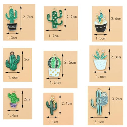 Bulk Gold Enamel Charms for Jewelry Making, Colorful Metal Charms Pendant for Bracelet Necklace and Crafting - color: Cactus Green