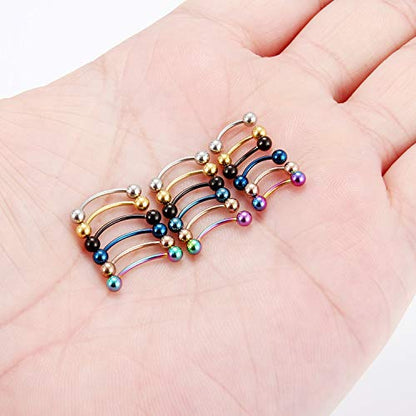 SCERRING 18-30PCS 20G Stainless Steel Eyebrow Tragus Helix Rook Daith Earrings Lip Ring Barbell with Balls Body Piercing Jewelry 6mm 8mm 10mm - color: 18PCS - Mix Color
