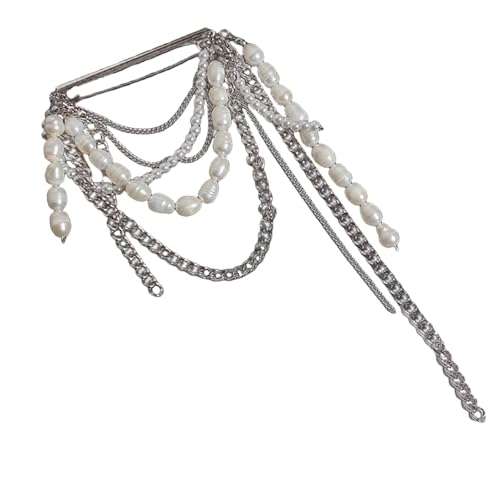 Retro Multi Strands Fringe Brooch Shimmering Fringe Brooch Pin Ornament for Jackets Scarves Hats Accessories Alloy Faux Pearls Statement