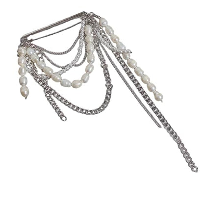 Retro Multi Strands Fringe Brooch Shimmering Fringe Brooch Pin Ornament for Jackets Scarves Hats Accessories Alloy Faux Pearls Statement