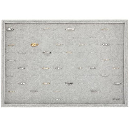 Stackable 100-Slot Rings & Earrings Organizer/Storage/Display Trays, Gray Velvet (2-Pack)
