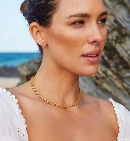 Aobei Pearl 18K Gold Plated Paperclip Chain Choker Satellite Chain Freshwater Cultured Biwa Pearl Pendant Necklace Dainty Turquoise Jewelry for Women - color: 18K Gold Plated OI Chain