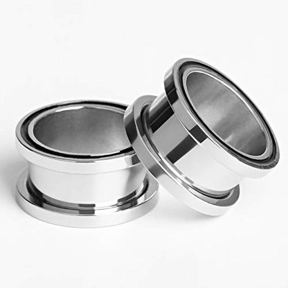 4 pairs Stainless Steel Ear Plugs Black Gauges Stretching Screw Fit Tunnels Expander Piercing Jewelry - size: 6mm