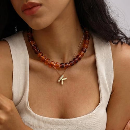 Chunky Beaded Necklace for Women, Colorful Trendy Statement Summer Jewelry Gift - color: necklace-24