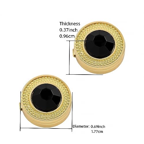 Mens Button Covers Tuxedo Shirt Cufflinks Alternative | Fake cufflinks and alternative fashion jewelry accessories for mens formal business dress shirts suits and groomsmen - color: H Golden black