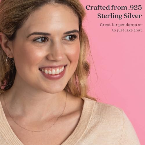 KEZEF 18K Gold Plated 925 Sterling Silver Box Chain Necklace for Women, 1mm Thin & Sturdy Italian Chain Necklace, Rose Gold & Silver Available, 15/16/18/20/22/24/30 Inch - color: Sterling Silver, size: 17 Inch
