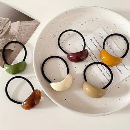 French-Style Hair Ties High-Elasticity Acrylic Beads Candy Colors For Ponytails, Daily Wear And Travel, 6PCS - color: 6PCS