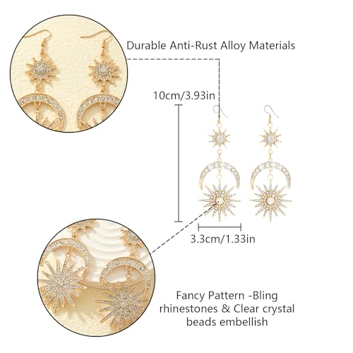 Crystal Crowns for Women, Crystal Bubble TiaraBride Royal Queen Headband Princess Headpieces for Women Bridal Wedding Prom Birthday Party Crowns - color: Gold Crown with Earrings