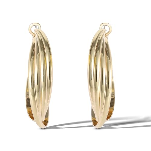 Jessica Simpson Womens Hoop Earrings - Silver-Tone or Gold-Tone Hoop | Earrings for Women - color: Gold Twisted Layered Hoops