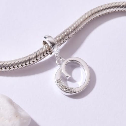 925 Sterling Silver Initial Charm fits Pandora, Gift for Mom Wife | Christmas,Birthday,Mother's Day, Anniversary, Valentine's Day - color: Letter O