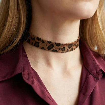 Velvet Choker Necklace for Women Goth Halloween Y2K Ribbon Collar Set - color: Leopard-0.6''-20pcs